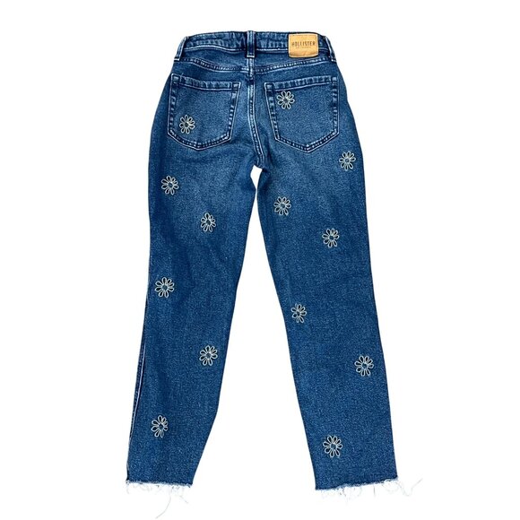 Hollister High-Rise Mom Jeans Women's Size 23 Embroidered Flower Pattern - Picture 4 of 6